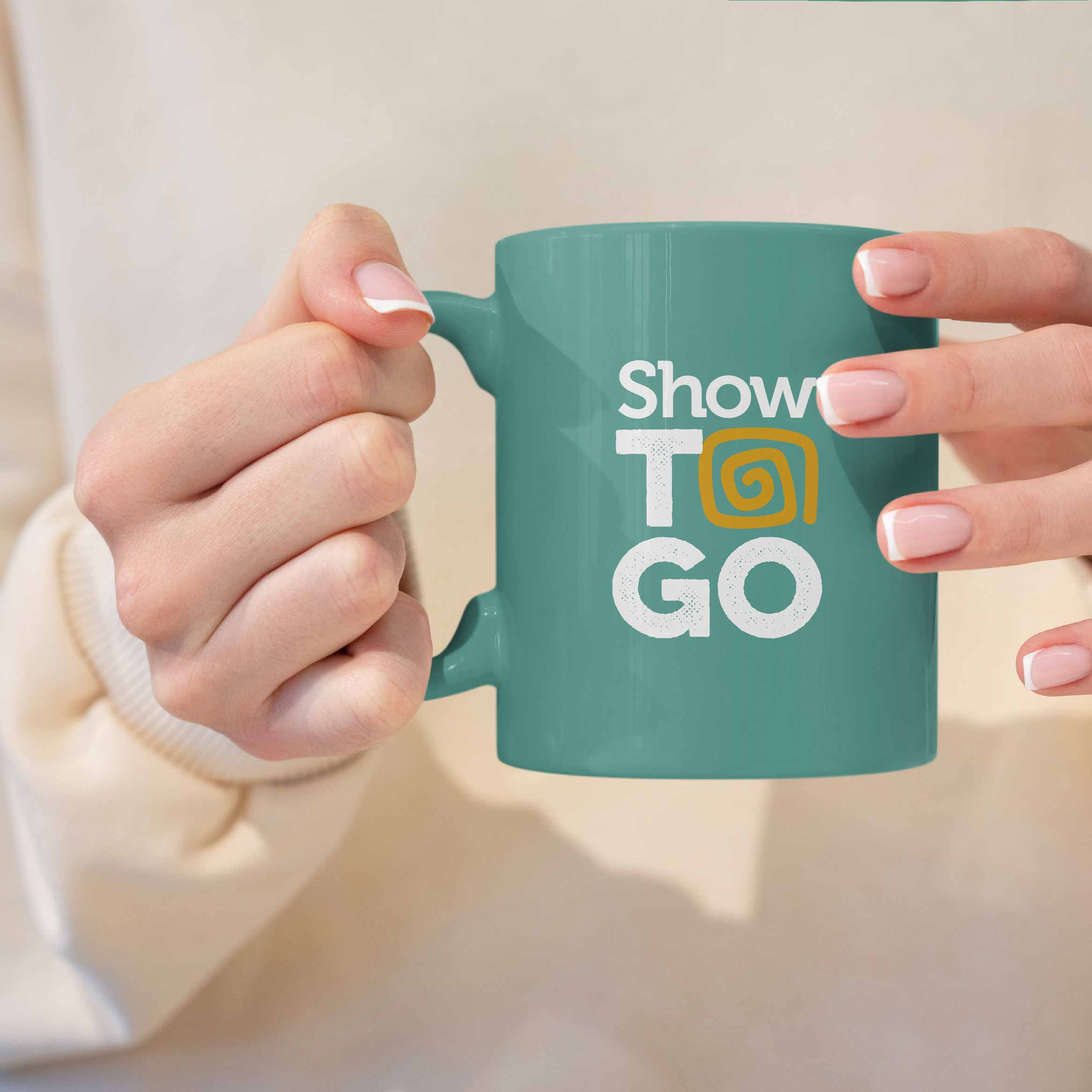 ShowToGo coffee mug - Showmars coffee mug promoting easy online ordering