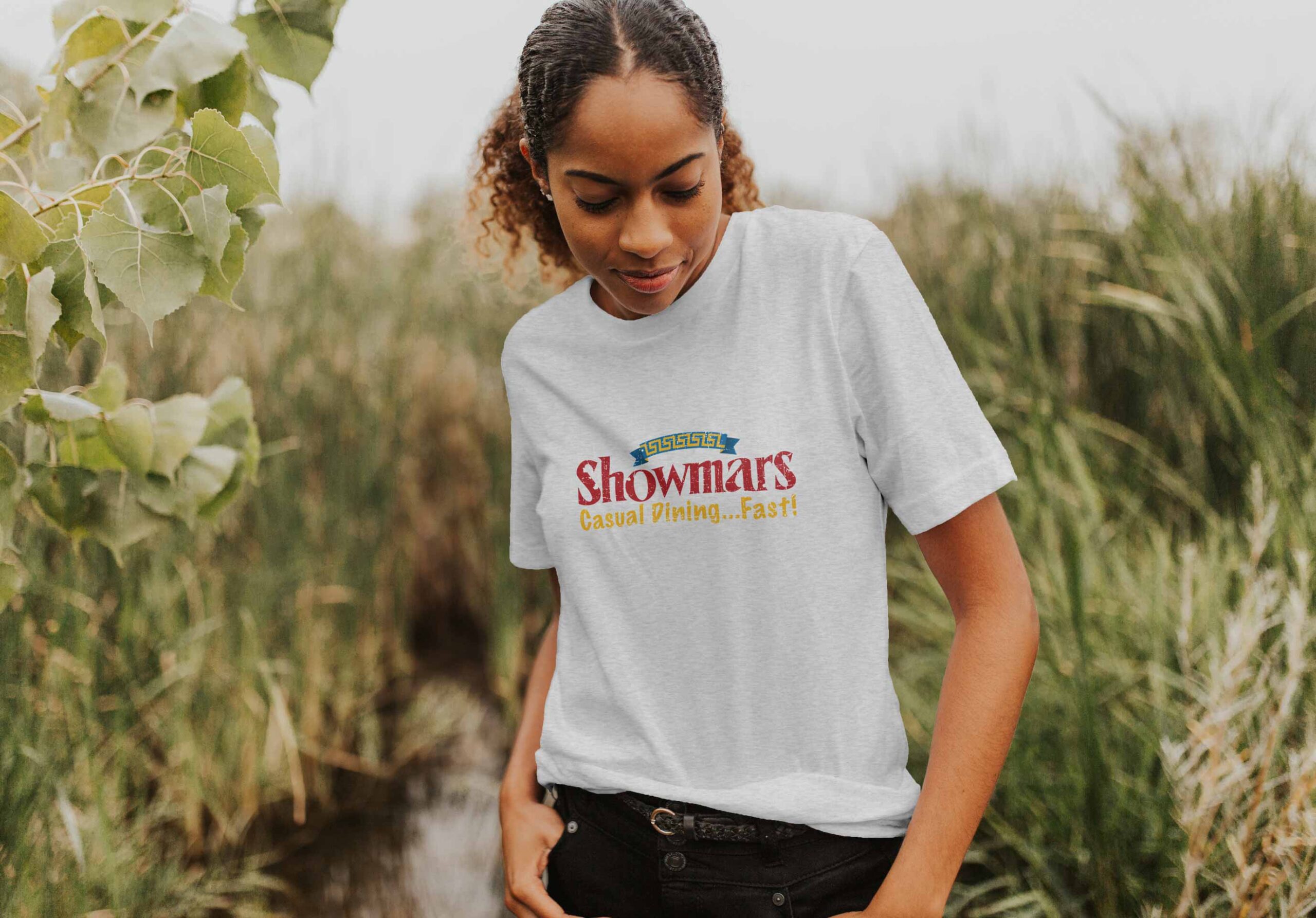 Showmars Retro tee - retro Showmars t-shirt with 90s logo and Casual Dining Fast tagline